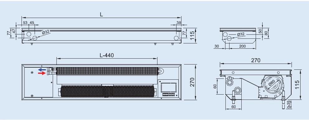 Ventiloconvector de pardoaseala ingropate ISAN - DYNAMIC FCT20-11 2400 — 2