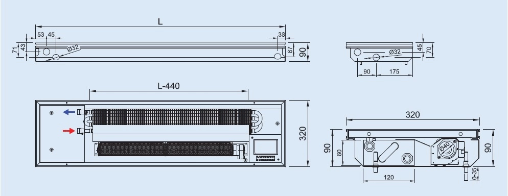 Ventiloconvector de pardoseala ingropat ISAN - DYNAMIC FCT40-09- 2400 — 2