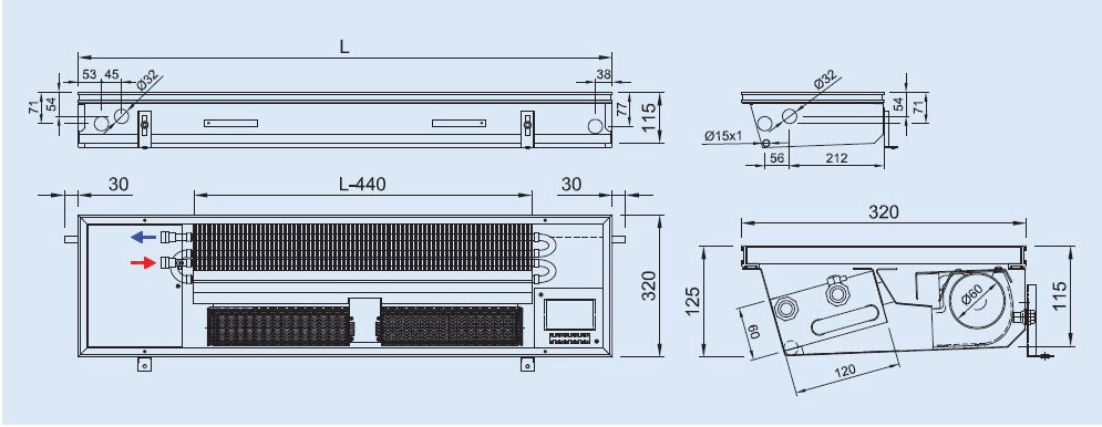 Ventiloconvector de pardoseala ingropat ISAN - DYNAMIC FCT41-12- 2800 — 3