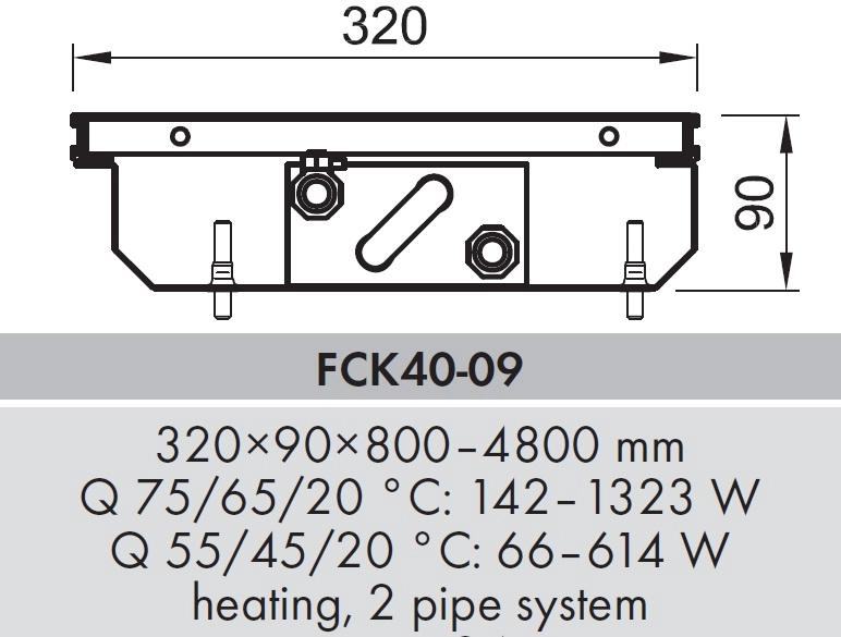Convector de pardoseala ingropat ISAN - DYNAMIC FCK40-09 4000 — 3