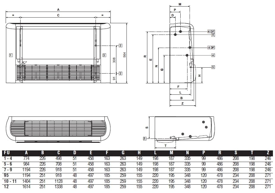 Ventiloconvector carcasat de pardoseala sau tavan GALLETTI - F3U — 2