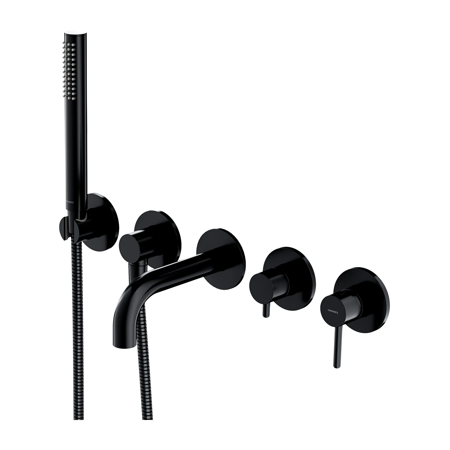 Baterie cada încastrată Omnires Y (Pipa 15.5-16.7 cm) Semi-Matt Black