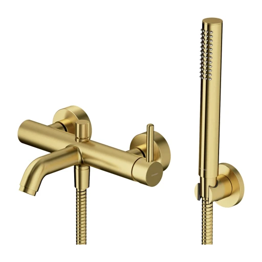 Baterie cada Omnires Y Brushed Brass cu set de duș