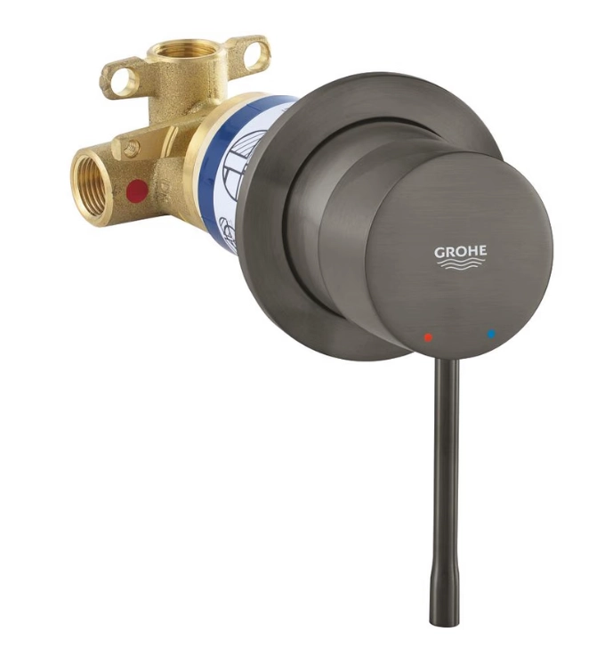 Baterie duș încastrată 1 cale Grohe Essence Brushed Hard Graphite + corp instalare