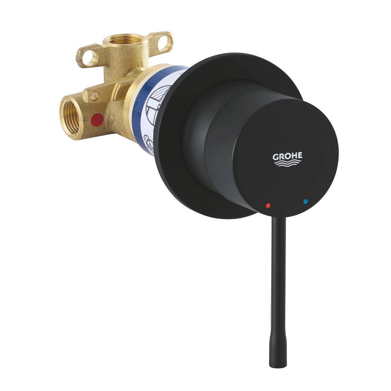 Baterie duș încastrată 1 cale Grohe Essence Phantom Black + corp instalare