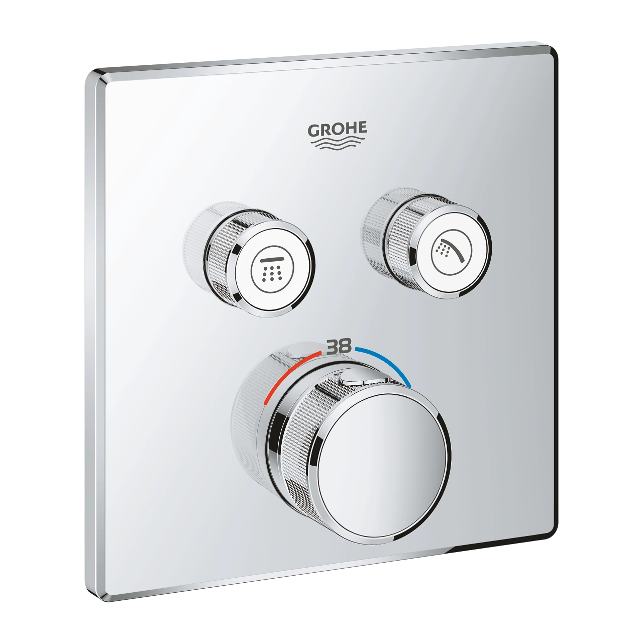Baterie duș încastrată termostatată 2 căi Grohe Grohtherm Smartcontrol Square Chrome