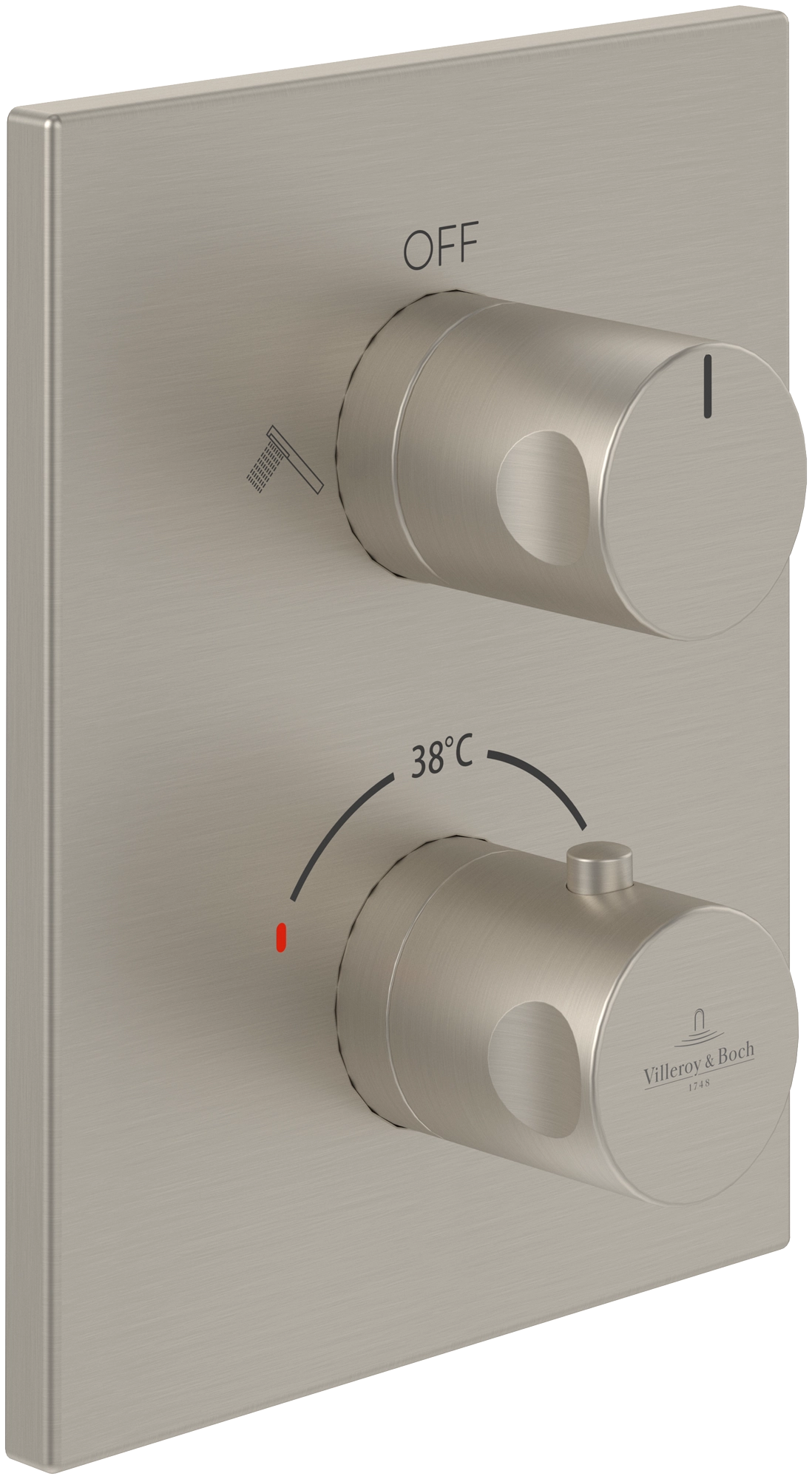 Встраиваемый термостатический смеситель для душа 2 режима Villeroy&Boch Brushed Nickel