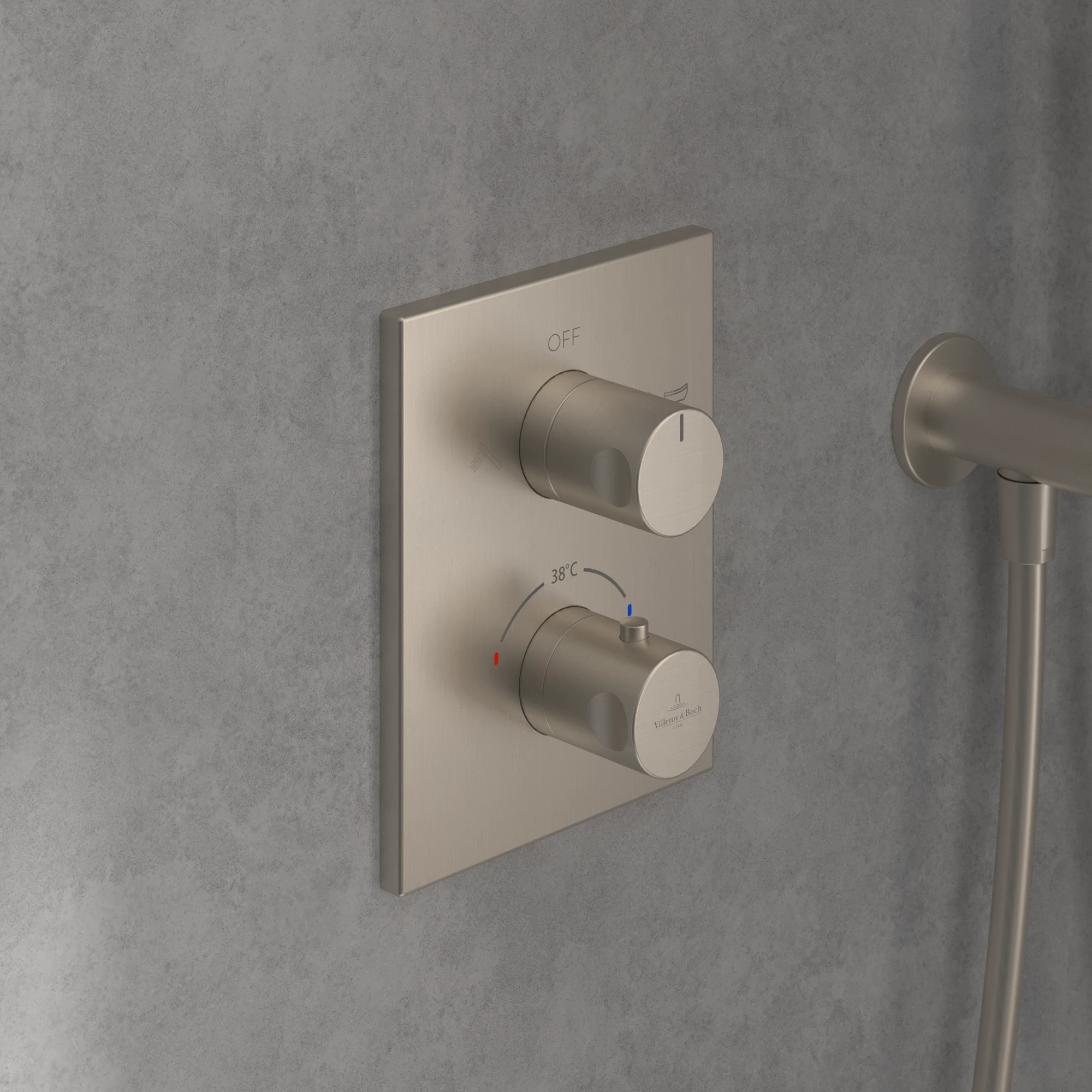 Baterie duș încastrată termostatată 2 cai Villeroy&Boch Brushed Nickel — 2