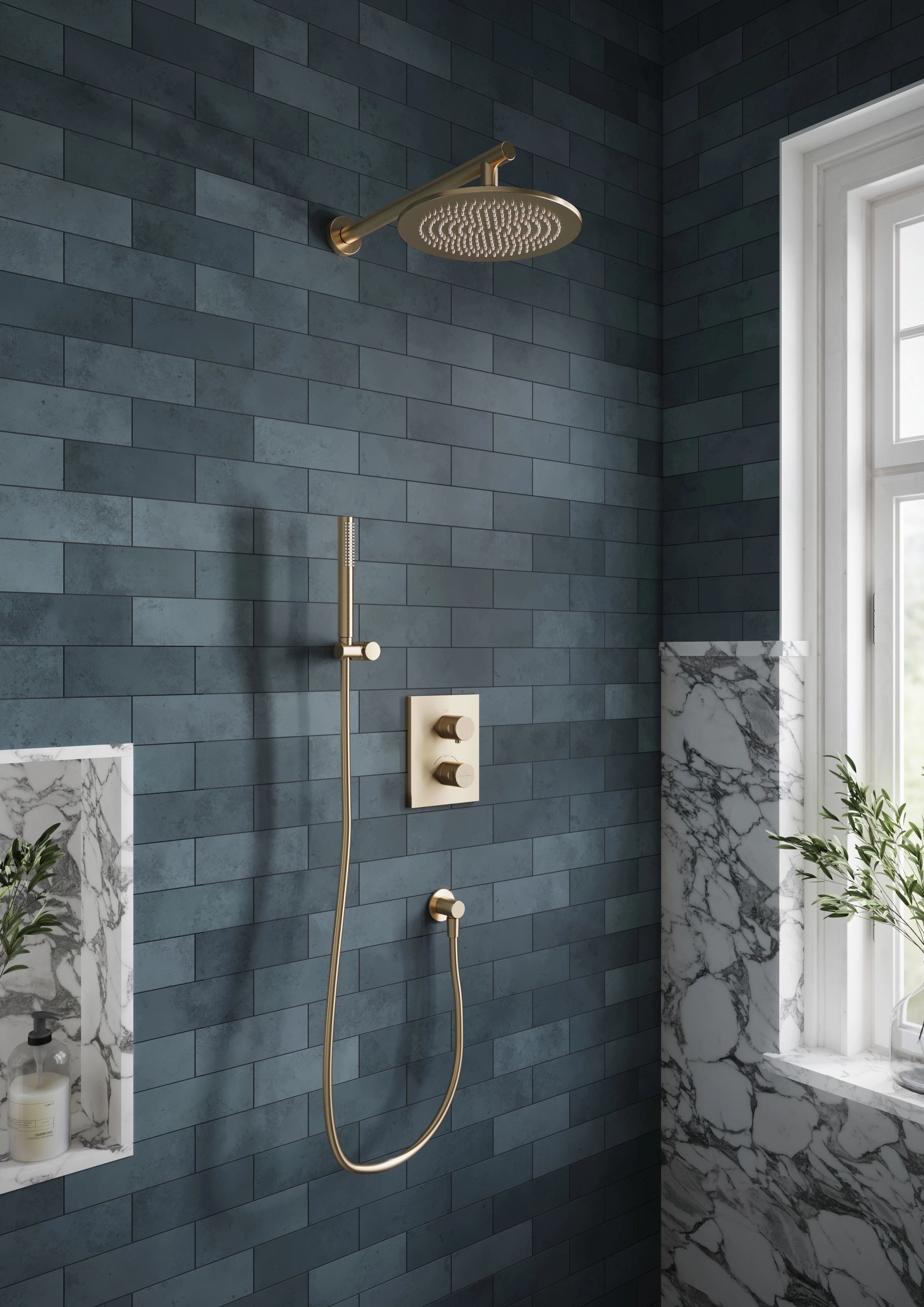 Baterie duș încastrată termostatată 2 cai Villeroy&Boch Brushed Nickel — 4