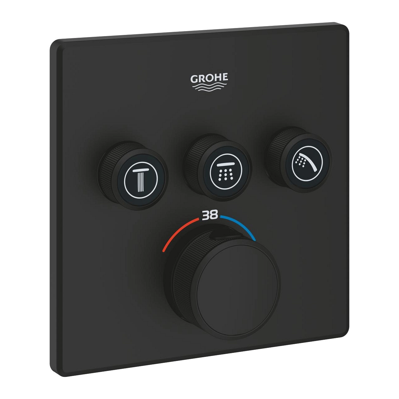 Встраиваемый термостатический смеситель для душа 3 режима Grohe Grohtherm Smartcontrol Square Phantom Black — 1