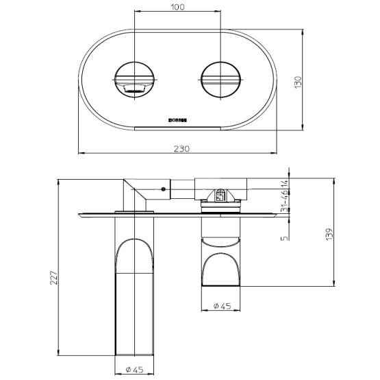 Baterie încastrată lavoar Bossini APICE — 4