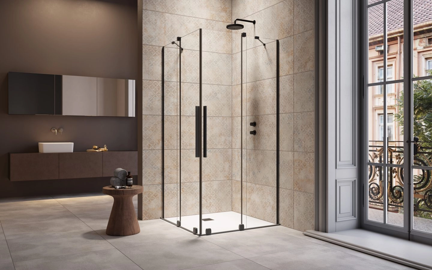Cabina dus Radaway Furo Black KDD 90x90 h=200