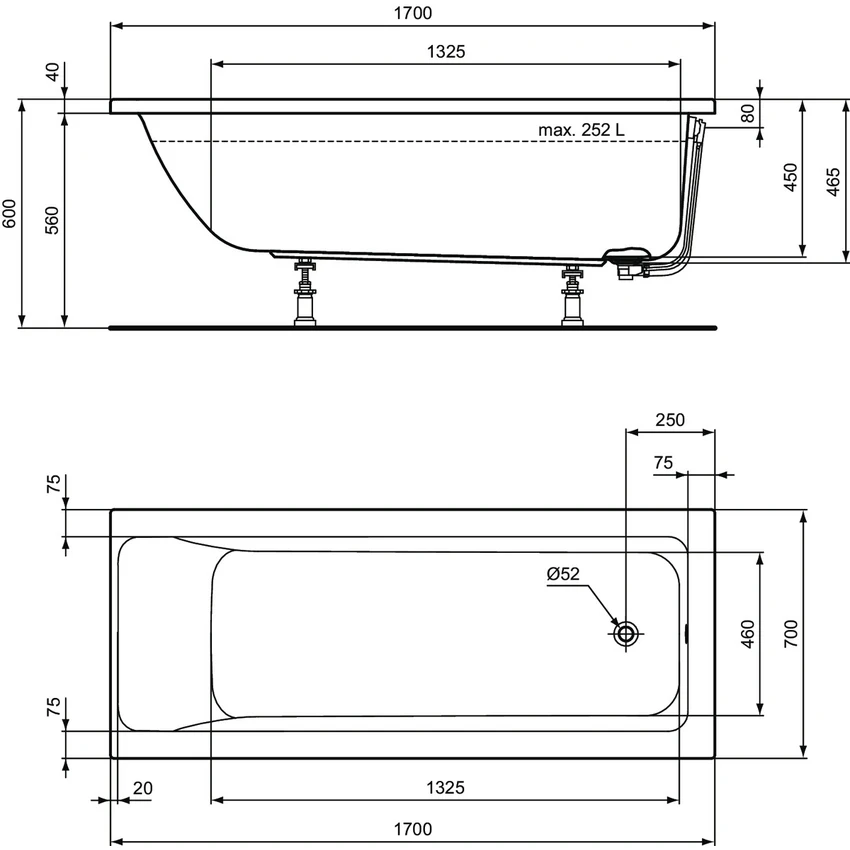 Cada acril Ideal Standard Connect Air 170x70 — 4