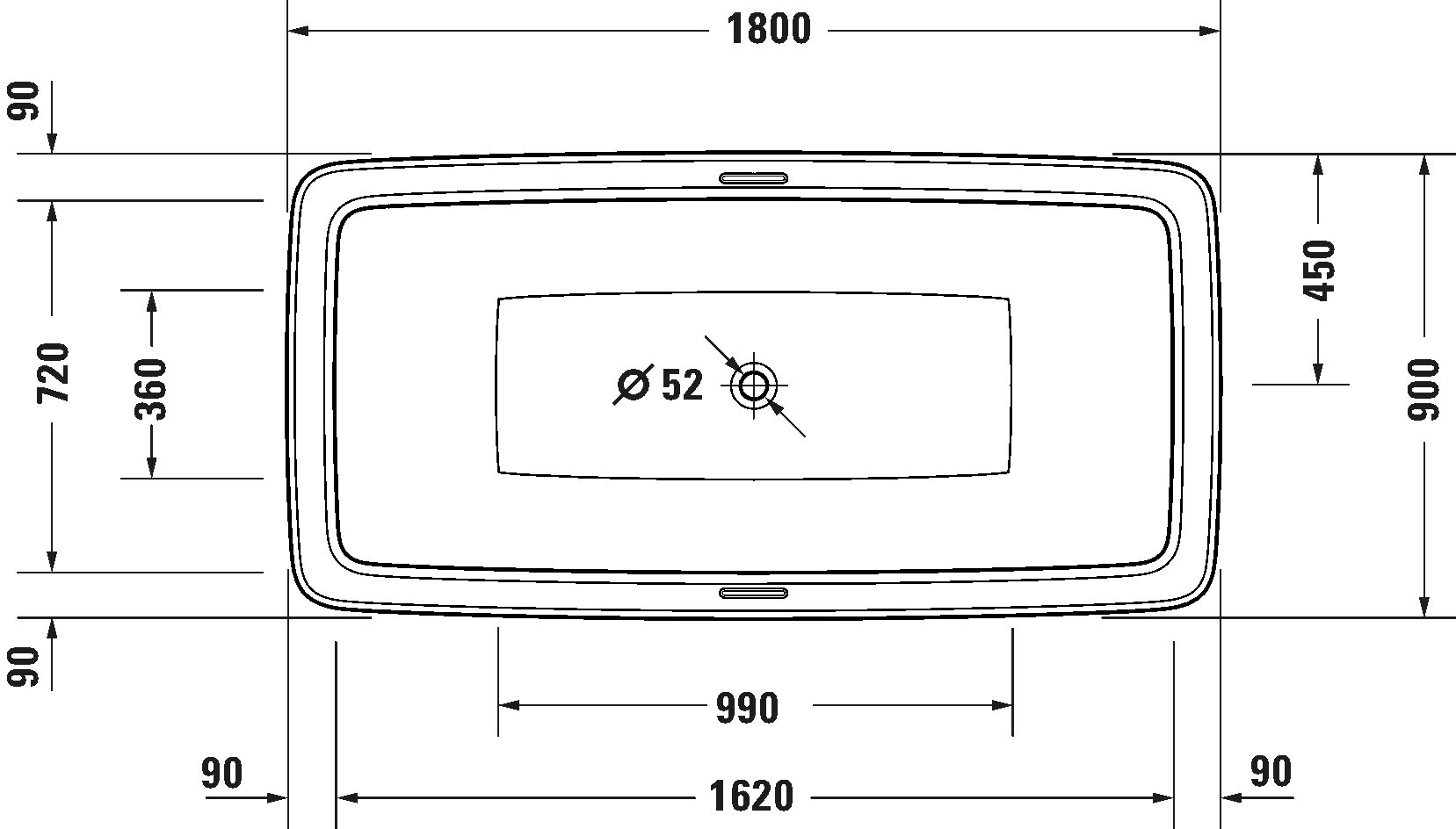 Cada Freestanding Duravit Bento Starck Box 180x90 — 2