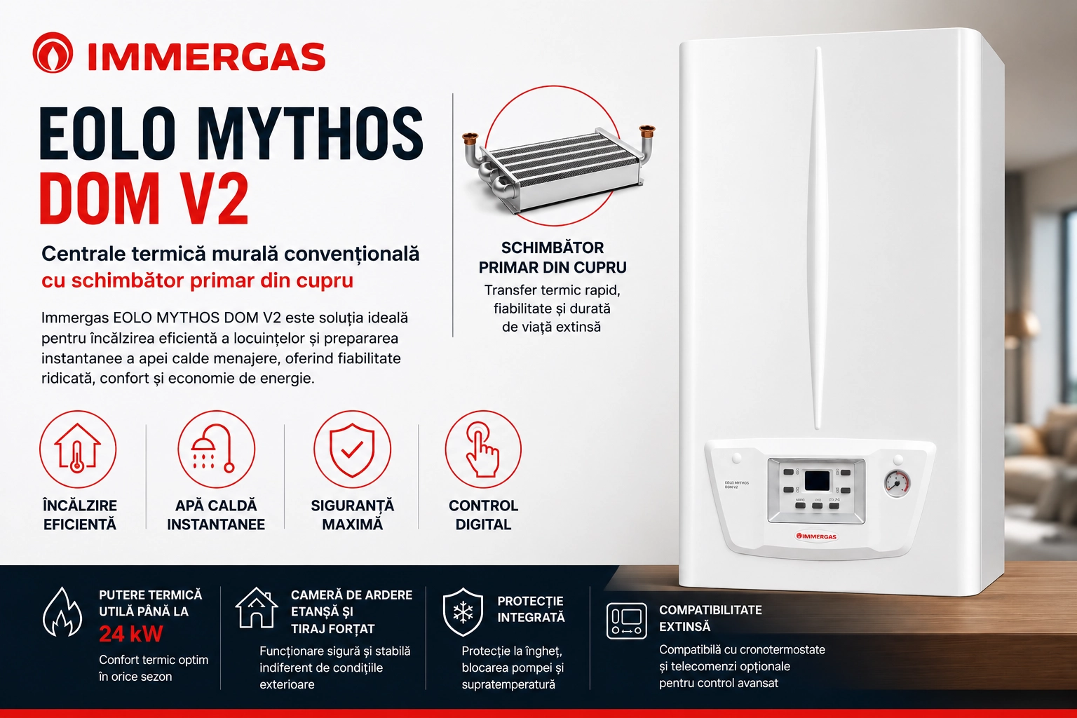 Газовый котёл Immergas Eolo Mythos Dom V2 24 кВт — вид 4