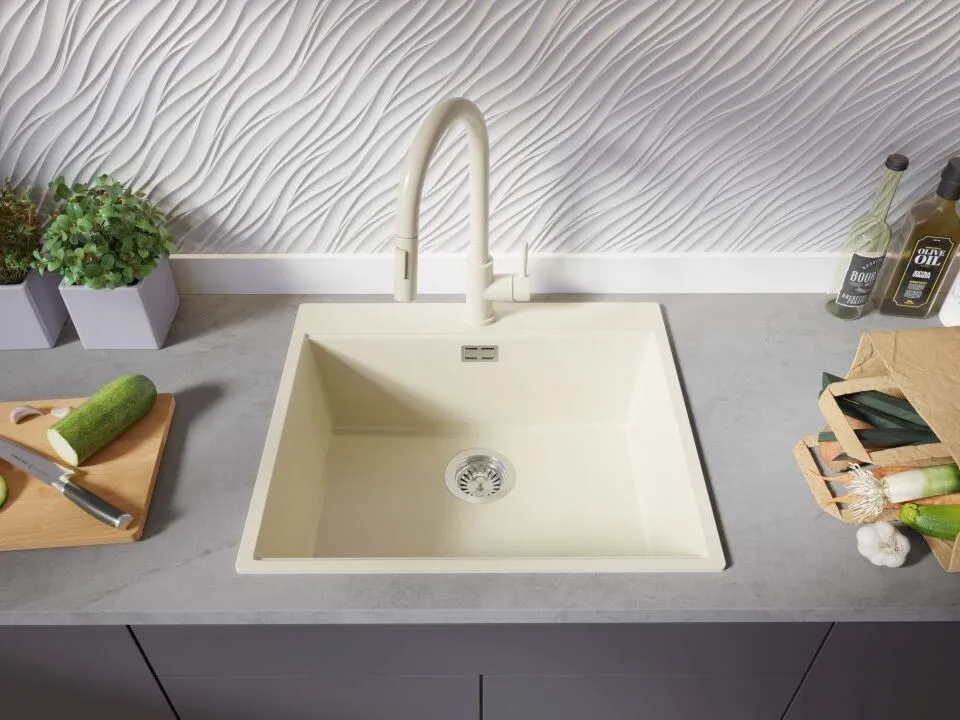 Chiuveta granit Primagran Oslo Top Beige + accesorii 580x530 — vedere 2