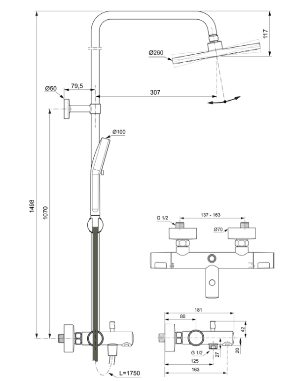 Coloana duș/cada termostatată Ideal Standard Ceratherm T25N — 7