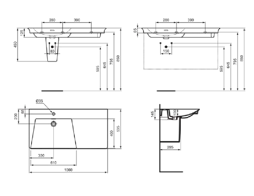 Lavoar asimetric pentru mobilier Ideal Standard La Dolce Vita 106x53.5 cm Stânga — 4