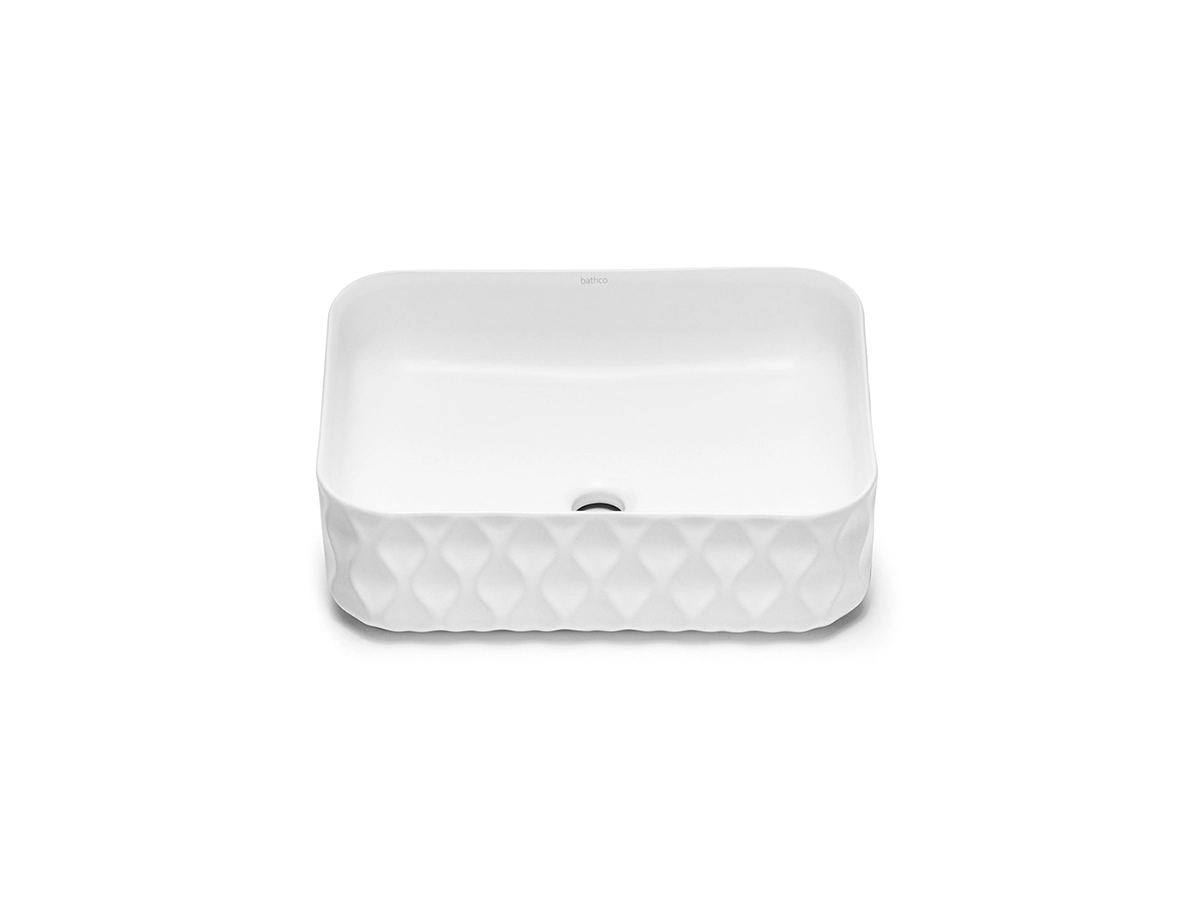 Lavoar pe blat Bathco Sand Waves 500x385 Matt White