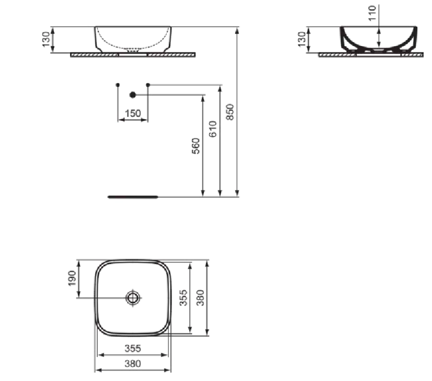 Умывальник накладной Ideal Standard i.Life B Square 38x38 cm — 4