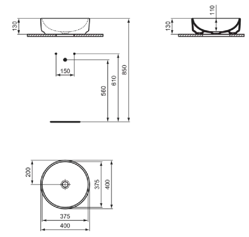 Lavoar pe blat Ideal Standard i.Life B Round D.40 cm — 5