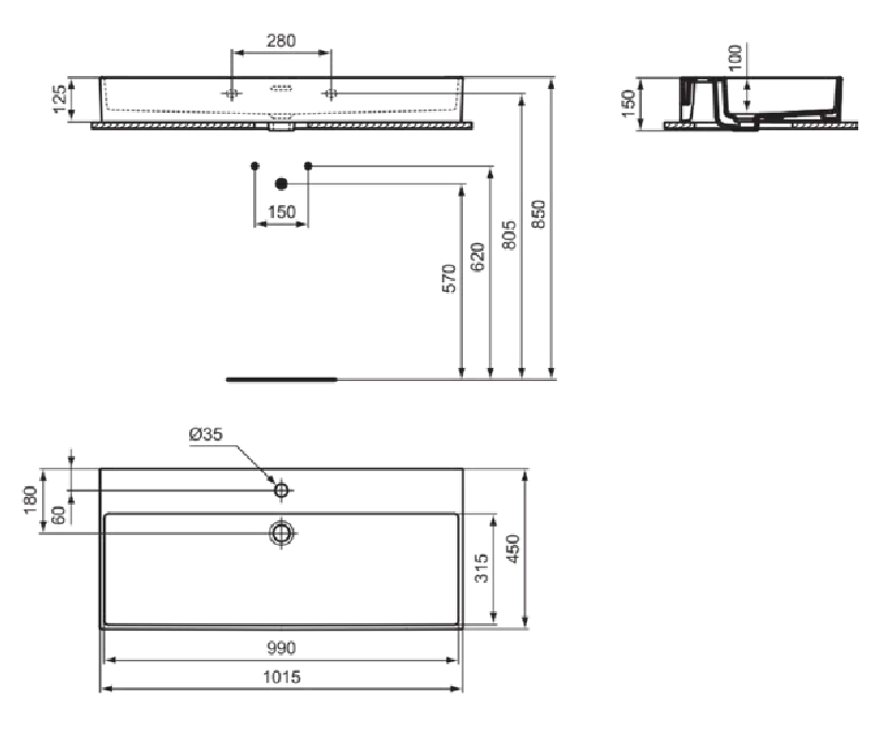 Lavoar pe blat tip bol Ideal Standard Atelier Extra 101.5x45 cm — 3