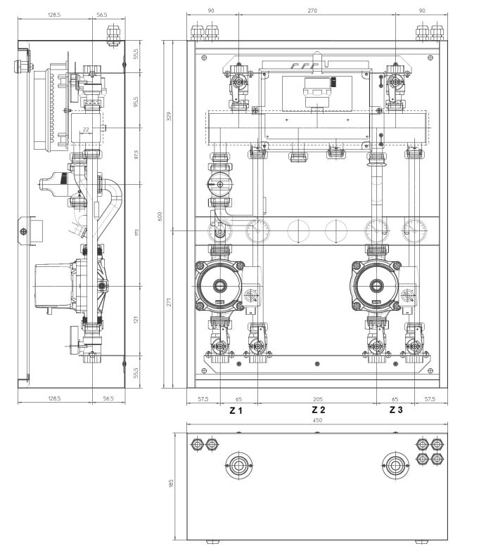 Modul multizonal Termet SIM WP 2Z cu separator hidraulic, tip 1LTT.1HT.YP — 2