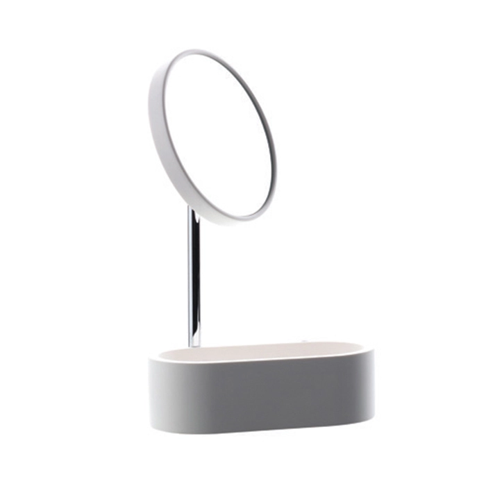 Oglinda cosmetica D.16 cm BERTOCCI Easy White+Chrome cu organizer