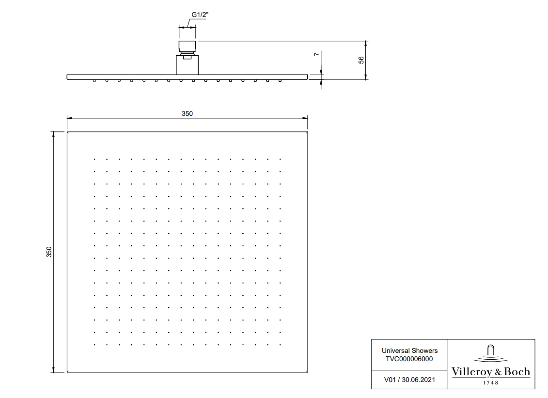 Pălărie duș Villeroy&Boch Square 350x350 Chrome — 2