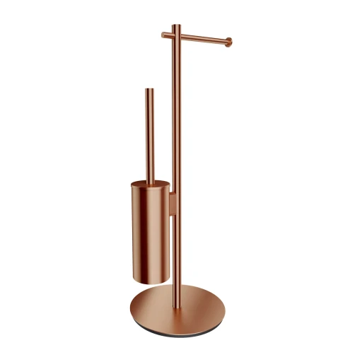 Perie WC ststiva cu suport hartie igienica OMNIRES Modern Project Brushed Copper MP60810CPB