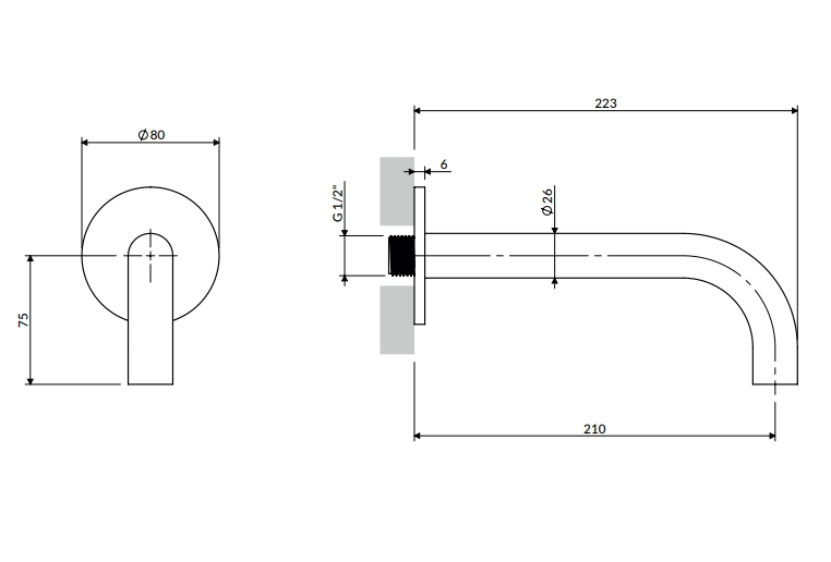 Pipa cada Omnires Y 21 cm Brushed Nickel — vedere 2