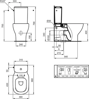 Vas WC stativ pentru rezervor Ideal Standard Tesi BackToWall Aquablade — 5